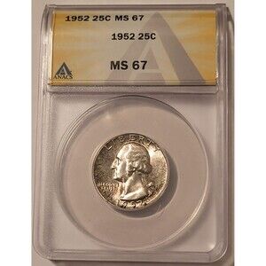 1952 Washington Quarter MS67 ANACS Toning